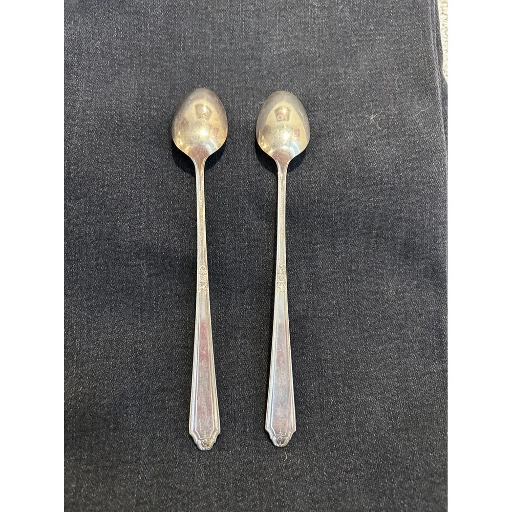 Vintage 1835 R Wallace silver plate pat 1925 Ornate‎ Silver Spoons Set of 2